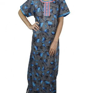 BDROX Cotton Graphite base Blue Flower Printed Maxi Nighty_Amazon# BDROX50CRESH_GBB