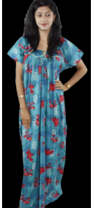 BDROX Cotton Maxi Nighty with Square Neck in Green  Colour_Meesho#aEQEUerW