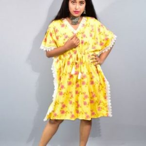 BDROX Yellow Short Kaftan Nighty_HNZffmqW