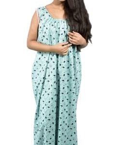 BDROX Cotton Light Blue Maxi Nighty