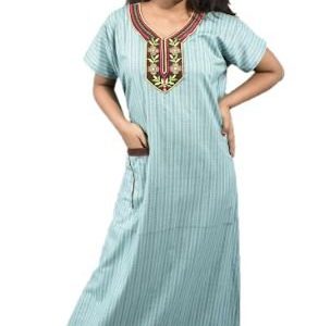 BDROX Cotton Light Blue Maxi Nighty