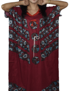 BDROX Maroon cotton embroidery type print kaftan nighty_Meesho#NmajZW4K