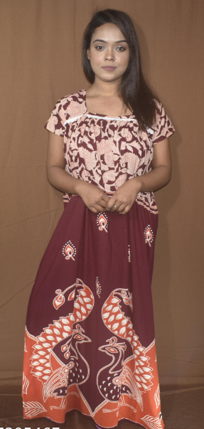 BDROX Indonesian Cotton Damini Peacock Printed Maroon Maxi Nighty_meesho#BFCNMF00000000262_D SHOPSY#BFCNGF00000000066_S