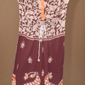 BDROX Indonesian Cotton Damini Peacock Printed Maroon Collared Kaftan Nighty_Meesho#1003922166