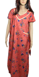 BDROX Cotton Pipein with Pocket Peach Maxi Nighty_Meesho#BFCNPCF0000000136