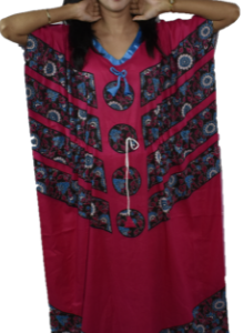 BDROX Pink cotton embroidery type print kaftan nighty_Meesho#pwDwwvir