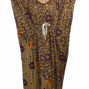 BDROX brown base purple abstract stripe kaftan Nighty_meesho#5594-PUR