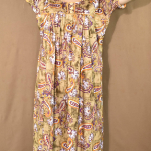 BDROX Cotton Biscuit color Base Round Neck with Button Purple Maxi Nighty