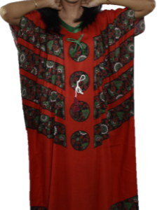 BDROX Red cotton embroidery type print kaftan nighty
