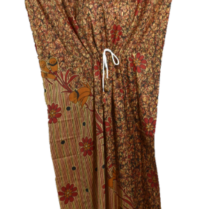 BDROX brown base red abstract stripe kaftan Nighty_Meesho#5594-RED