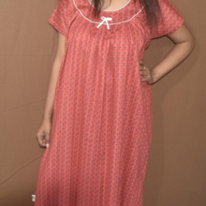 BDROX Cotton Red Maxi Nighty