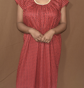 BDROX Cotton Round Neck Red Maxi Nighty