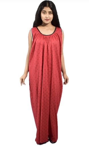 BDROX Cotton Red Maxi Nighty