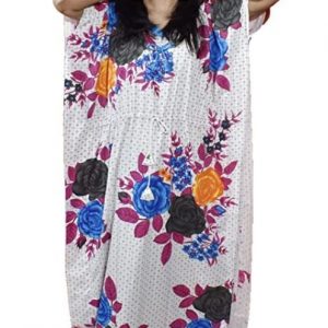 BDROX Cotton Flower Printed White-Blue Kaftan_Amazon#BDROX45_KAFTAN_COTTON_WHITE_BLUE _Meesho_ Ulefs5pF