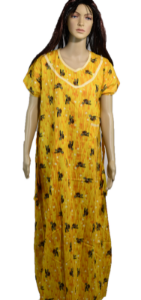 BDROX Cotton Pipe with Pocket Yellow Maxi Nighty_Meesho#BFCNYF0000000026
