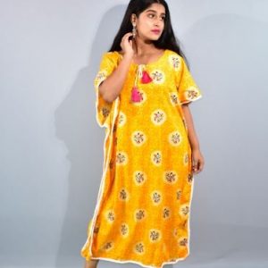 BDROX Yellow Kaftan Nighty