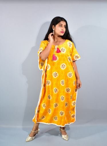 BDROX Yellow Kaftan Nighty
