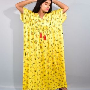 BDROX Yellow Kaftan Nighty