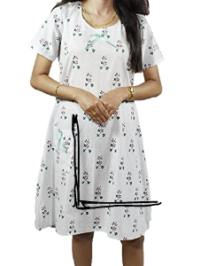 BDROX Cotton Short Length White Booty Printed Green Color Large Size Nighty_amazon#BDROX50BD_G_L