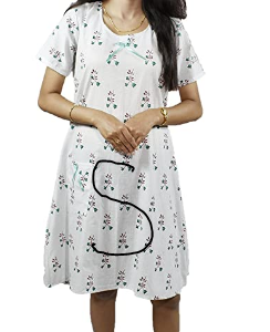 BDROX Cotton Short Length White Booty Printed Green Color Small Size Nighty_amazon#BDROX50BD_G_S_MEESHO_#Oj9kHBmC