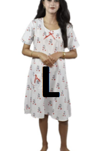 BDROX Cotton Short Length White Booty Printed Pink Color Large Size Nighty_amazon#BDROX50BD_P_L_meesho#W8_wdECl