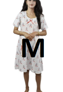 BDROX Cotton Short Length White Booty Printed Pink Color Medium Size Nighty_amazon#BDROX50BD_P_M