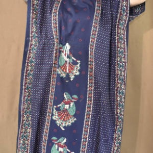 BDROX Gujri Cotton Girl with Dandia printed Blue Kaftan Nighty_Amazon#BINMF00000000342
