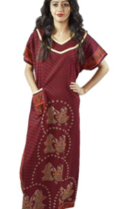 BDROX Cotton Pipein RAS Printed Nighty with Pocket Maroon Maxi Nighty_amazon#BDROX53INGJM_PPM _Meesho,fhlipkart_BFCNGF00000000583