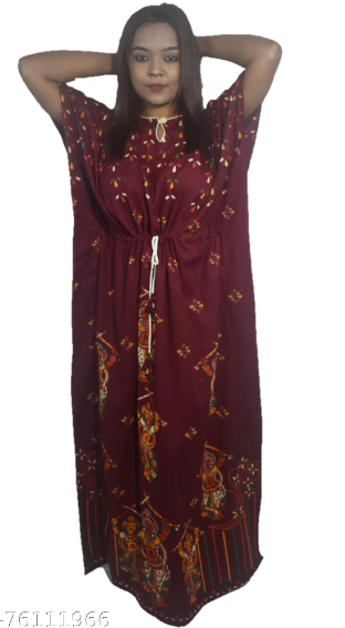 BDROX Gujri Cotton Maroon dance printed Kaftan Nighty #amazon_ BFGNBLF0000000208