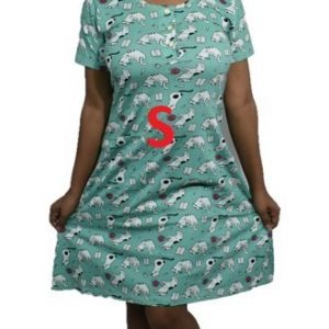 BDROX Hosiery Short Green Nighty with short sleeve with Round Neck and button (S)