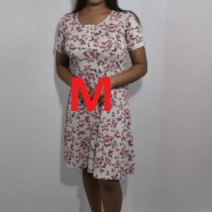 BDROX Hosiery Short Grey Nighty with short sleeve with Round Neck and button (M Size)
