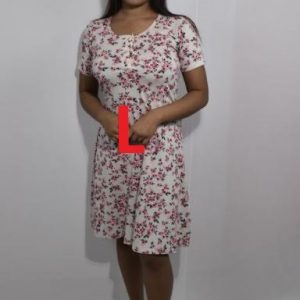 BDROX Hosiery Short Grey Nighty with short sleeve with Round Neck and button (L Size)
