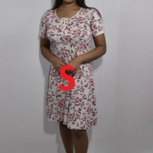 BDROX Hosiery Short Grey Nighty with short sleeve with Round Neck and button (S Size)
