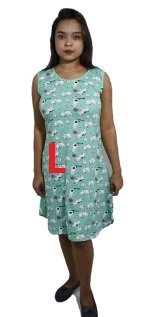 BDROX Hosiery Short Green Nighty without sleeve with Round Neck(L Size)_Meesho#w70DAELV
