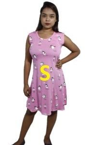 BDROX Hosiery Short Pink Nighty without sleeve with Round Neck(S)_Meesho#srVs9Fst