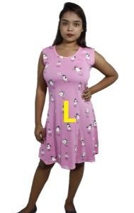 BDROX Hosiery Short Pink Nighty without sleeve with Round Neck(L)_Meesho#srVs9Fst