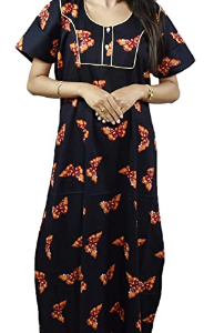 BDROX Pure Cotton Full Ankle Length Maxi Indonesian and Gujri Fabric Butterfly printed Black nighty_Meesho#e75YIVnA_Amazon#BDROX53INGJM_BB