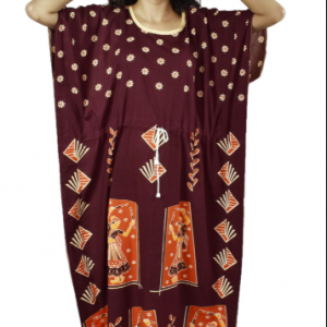 BDROX Pure Cotton Full Ankle Length Indonesian Fabric Kaftan Nighty with Dancing Girl Printed Maroon Colour_meesho#XUxfuUgT _amazon#BDROX55IKDG_M