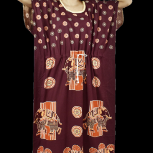 BDROX Indonesian Fabric Kaftan Nighty Elephant Printed with Maroon Colour_meesho#BFINMF00000000005 _amazon#BDROX55IKRME_M
