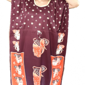 BDROX Indonesian Cotton Elephant printed Maroon Kaftan Nighty