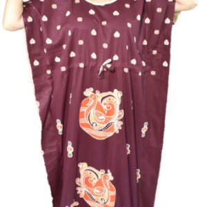 BDROX Indonesian Cotton Peacock in Round printed Maroon  Kaftan Nighty_Amazon#BFINBLF0000000530