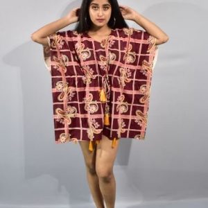 BDROX Maroon Short Kaftan Nighty