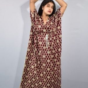 BDROX Maroon Kaftan Nighty