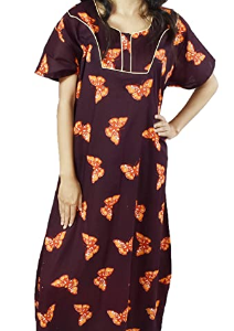 BDROX Pure Cotton Full Ankle Length Maxi Indonesian and Gujri Fabric Butterfly printed Maroon night_Amazon#BDROX53INGJM_BM
