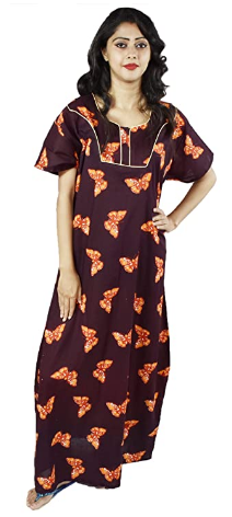 BDROX Pure Cotton Full Ankle Length Maxi Indonesian and Gujri Fabric Butterfly printed Maroon night_Amazon#BDROX53INGJM_BM
