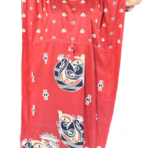 BDROX Indonesian Cotton Peacock in Round printed Red  Kaftan Nighty