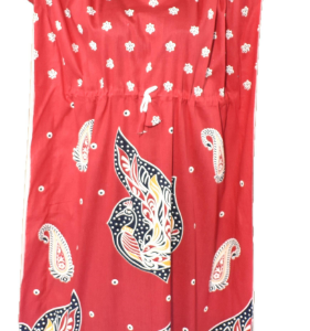 BDROX Indonesian Cotton Peacock in Leaves printed Red  Kaftan Nighty