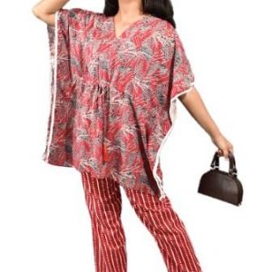 BDROX Red Kaftan Pajama Set_BFINRF00000000510_BFINRF00000000516_Amazohn#BFINRF00000000192
