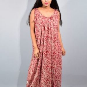 BDROX Red Maxi Nighty Ribbon On Shoulder