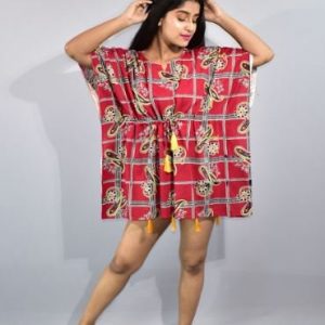 BDROX Red Short Kaftan Nighty